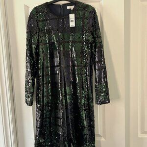 Brooks Brothers Black Watch Plaid Sequined Shift Dress - Size 6